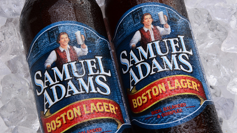 two Sam Adams beer bottles