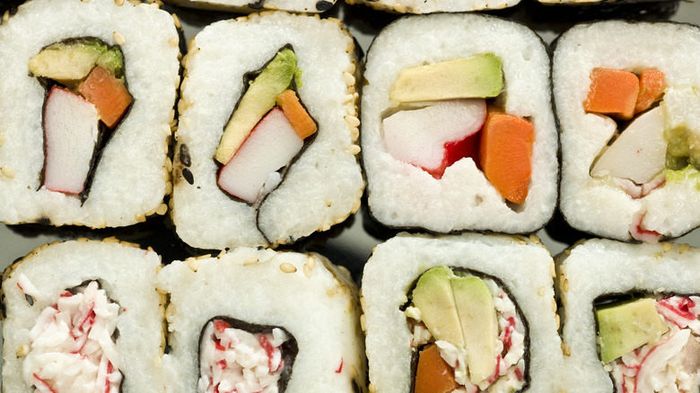 sushi rolls with imitation crab