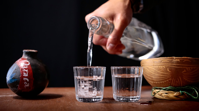 mezcal being poured