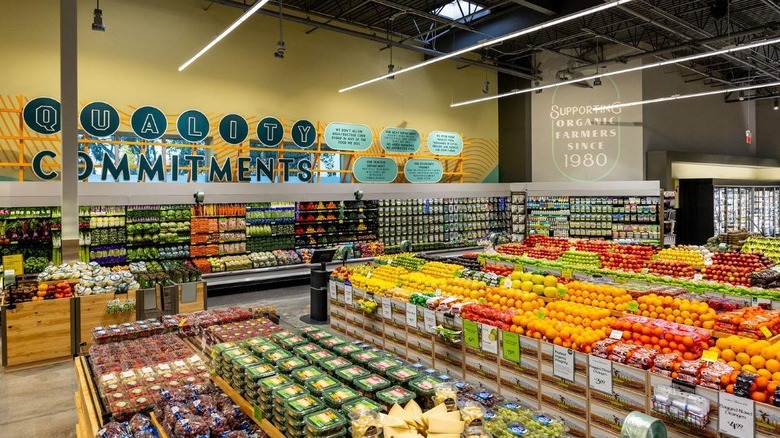 An overview of the produce section at St Petersburg Whole Foods Market