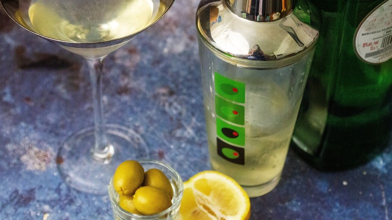 dirty martini ingredients and shaker