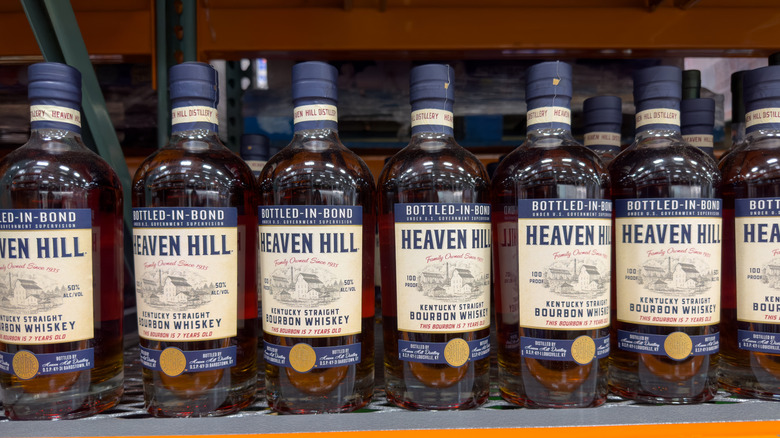 Heaven Hill bourbon whiskey with bottled-in-bond on the label