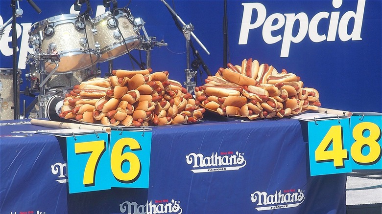 Nathan's hot dog eating contest record numbers