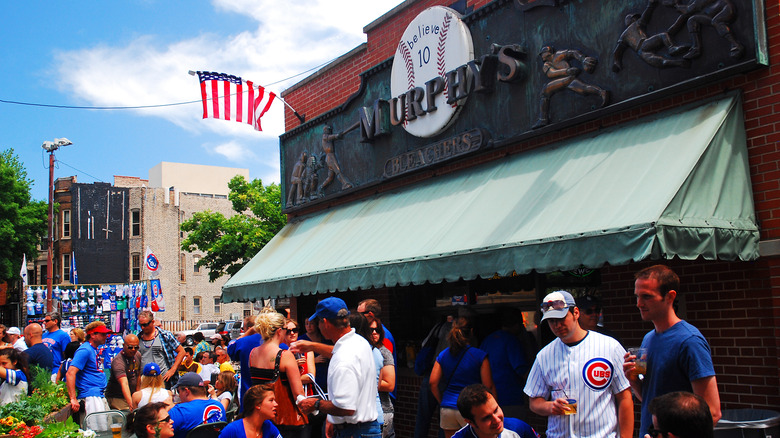 People at tavern outside Wrigley field