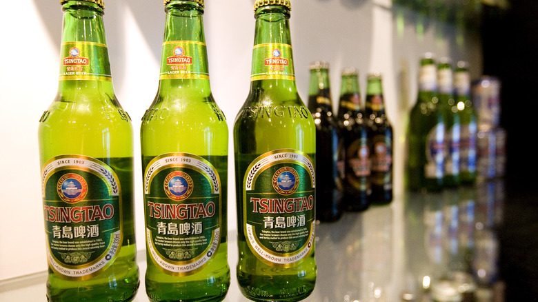 Bottles of Chinese beer Tsingtao
