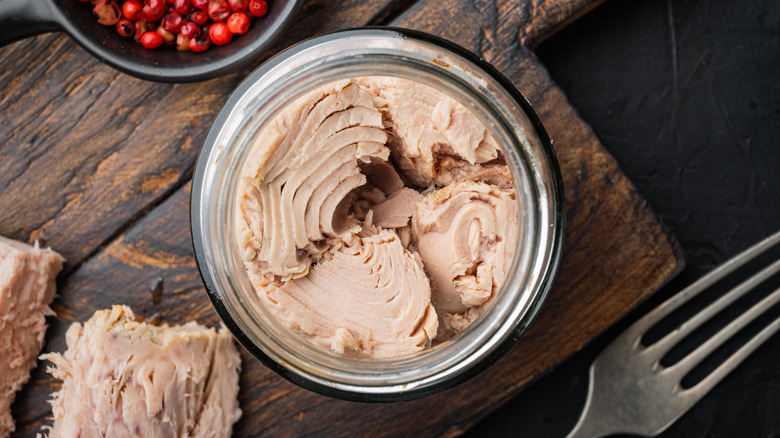 canned tuna on tabletop