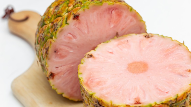 Cross section of a pink pineapple