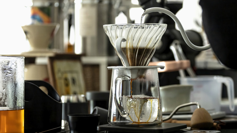 Drip coffee prepared using the pour-over method.