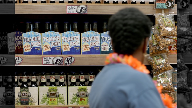 Beer on shelves at Trader Joe's