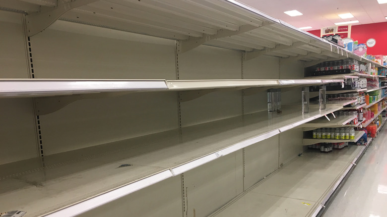 Empty supermarket shelves