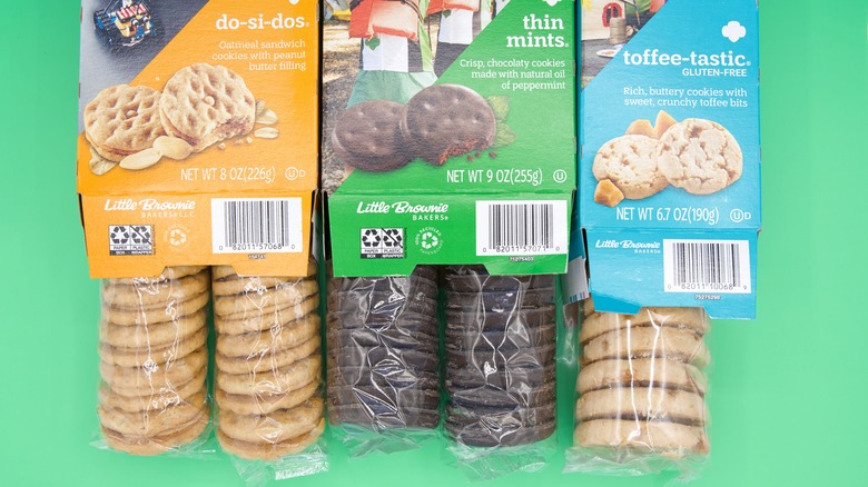 Three varieties of Girl Scout cookies