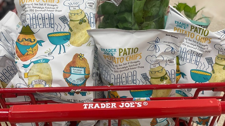 Trader Joe's shopping cart with Patio Chips