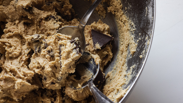 chopped chocolate baked into cookie dough