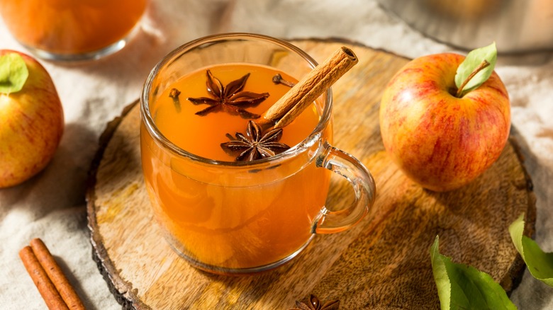 Mulled cider in glass mug