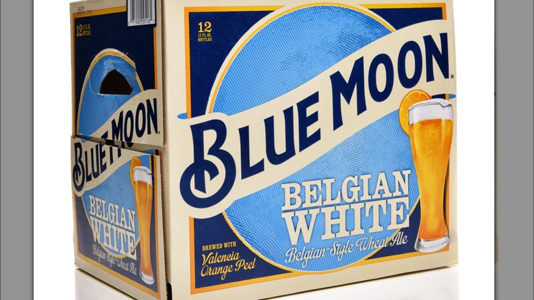 Carton of Blue Moon with Valencia orange peel