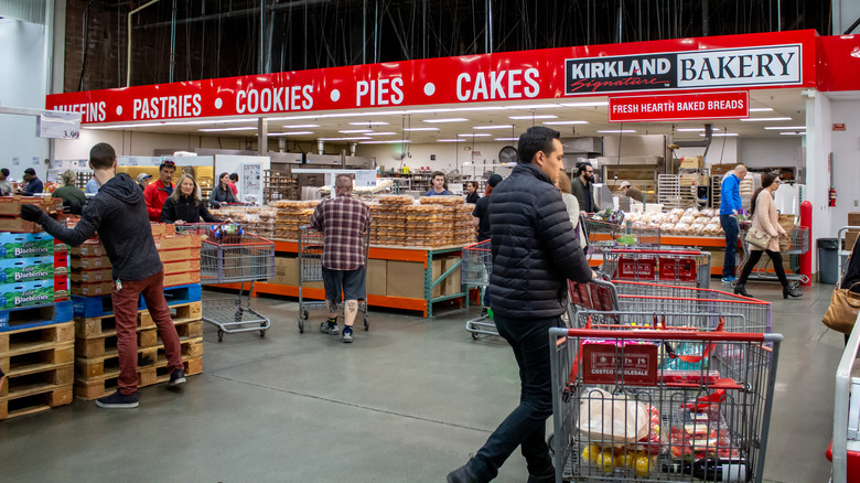 Costco bakery customers with carts